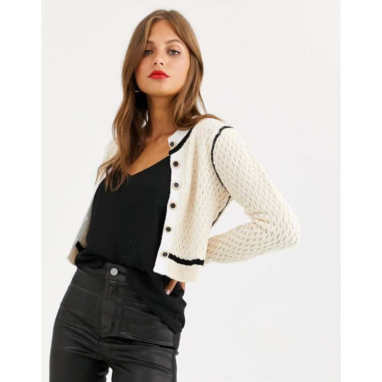 ASOS DESIGN contrast trim cardigan in textured yarn | ASOS