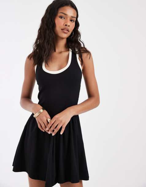 ASOS DESIGN contrast trim mini dress in monochrome - view 1