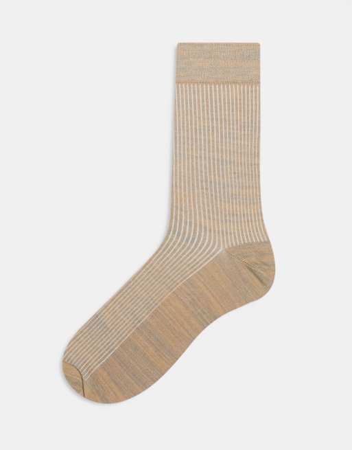 ASOS DESIGN contrast welt socks in brown