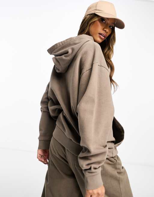 ASOS DESIGN coordinating oversized hoodie in washed brown