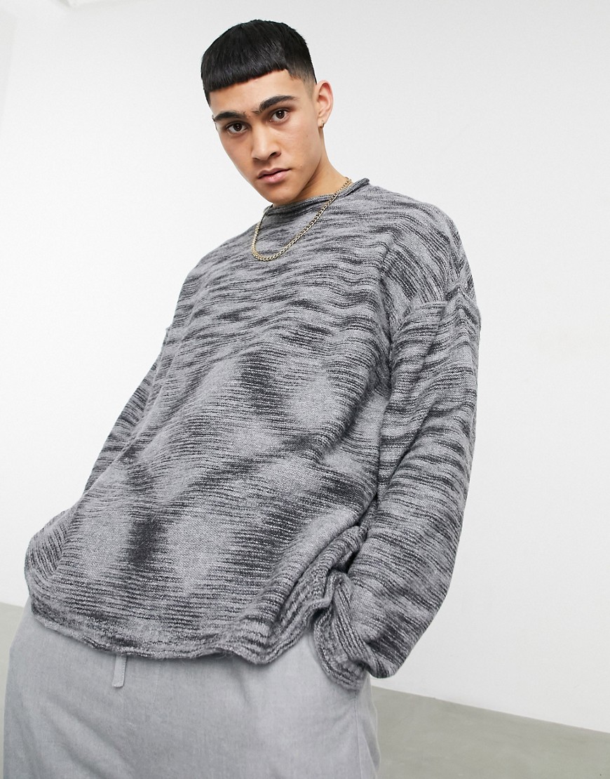 ASOS DESIGN coordinating oversized space dye sweatshirt in gray-Grey