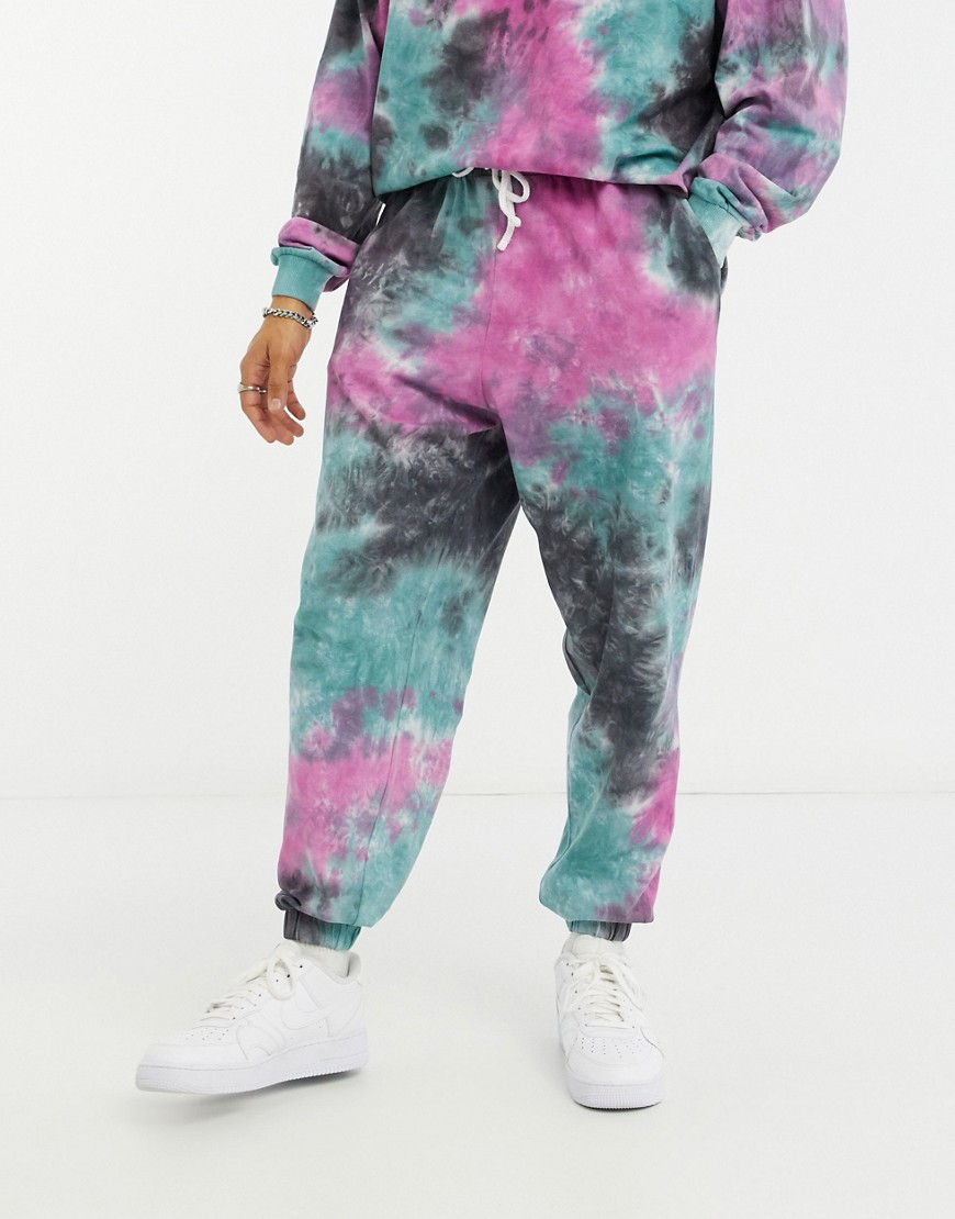 ASOS DESIGN coordinating oversized sweatpants in tie dye pique-Multi