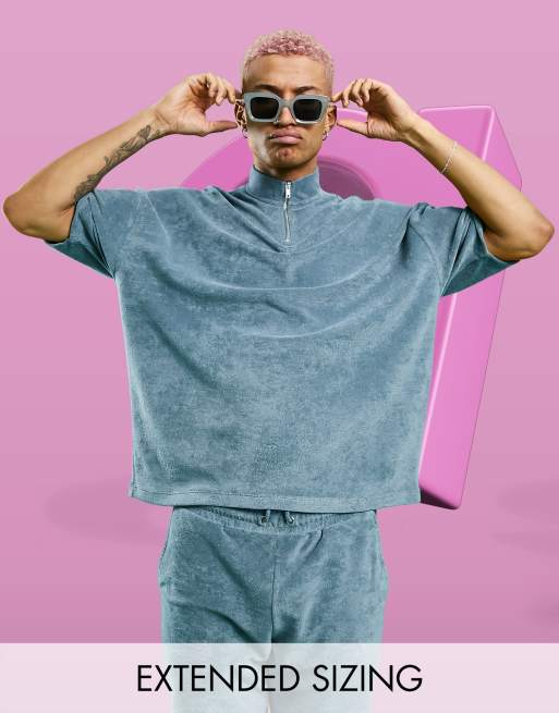 ASOS DESIGN oversized towelling set in blue, 2 of 3