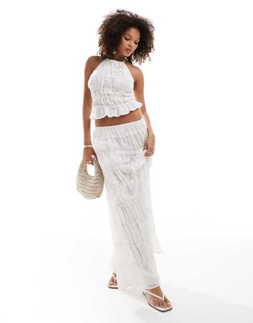 ASOS DESIGN - Coordinato bianco con dettaglio trasparente