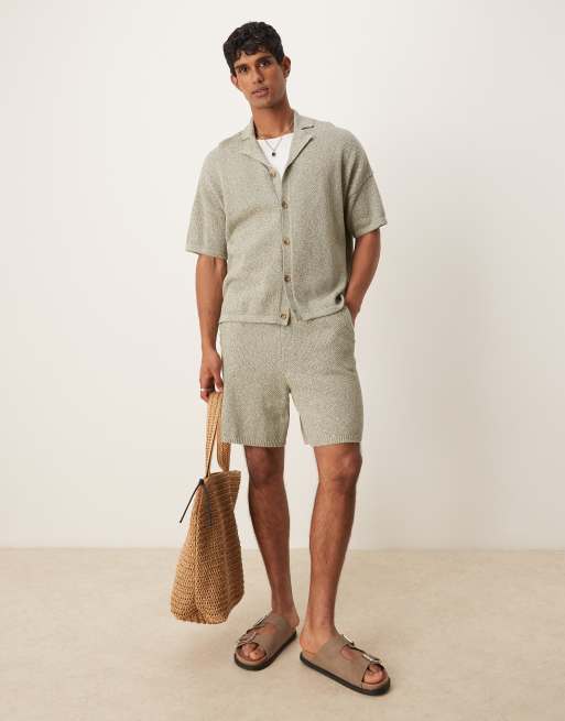 ASOS DESIGN - Coordinato blu in maglia composto da polo con colletto a rever e pantaloncini
