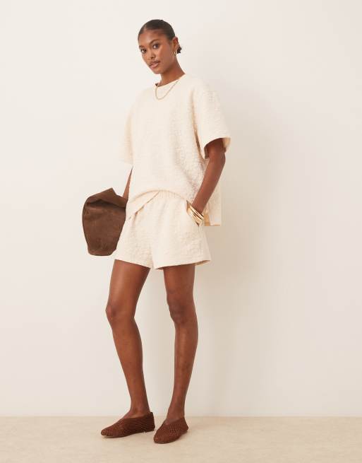 ASOS DESIGN - Coordinato color crema a fiori jacquard