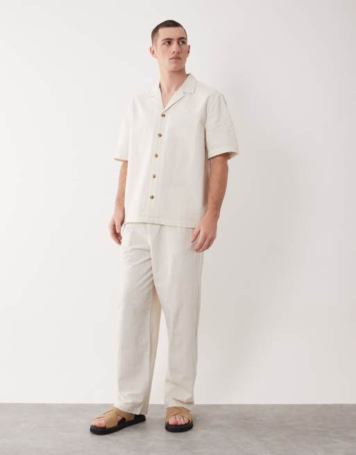 ASOS DESIGN - Coordinato color crema testurizzato con rever