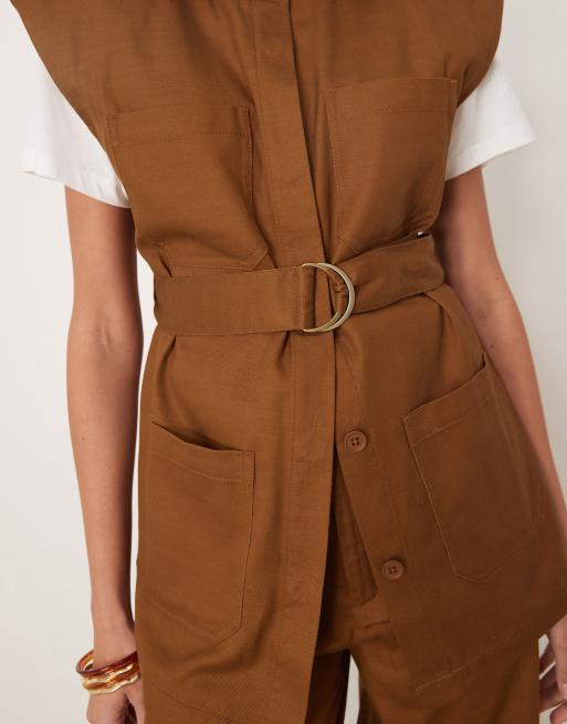 ASOS DESIGN - Coordinato color cuoio con camicia e pantaloni vestibilità comoda