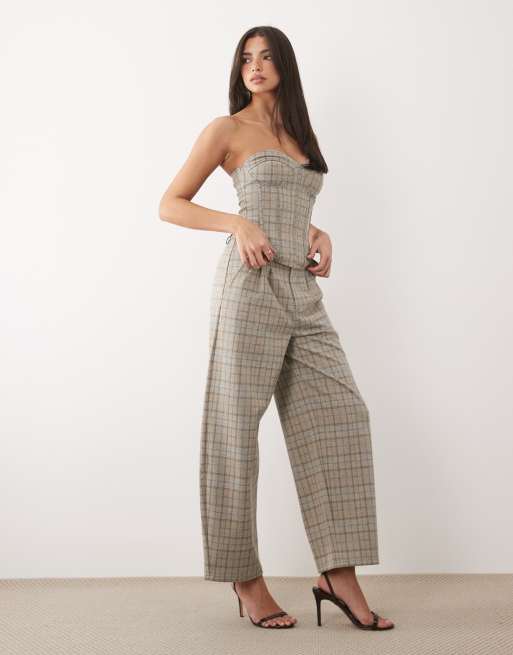 ASOS DESIGN - Coordinato color pietra con stampa a quadri