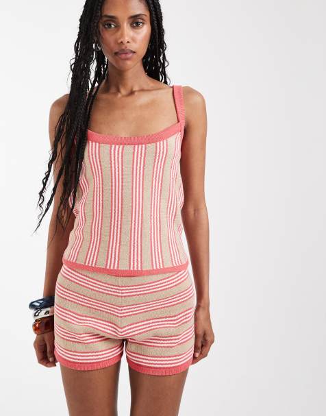 ASOS DESIGN - Coordinato con top a canottiera in maglia a righe multicolore - view 1