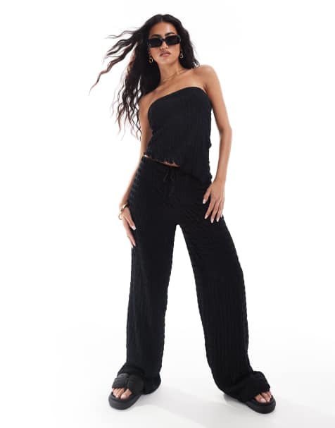 ASOS DESIGN - Coordinato con top a fascia testurizzato e pantaloni - view 1