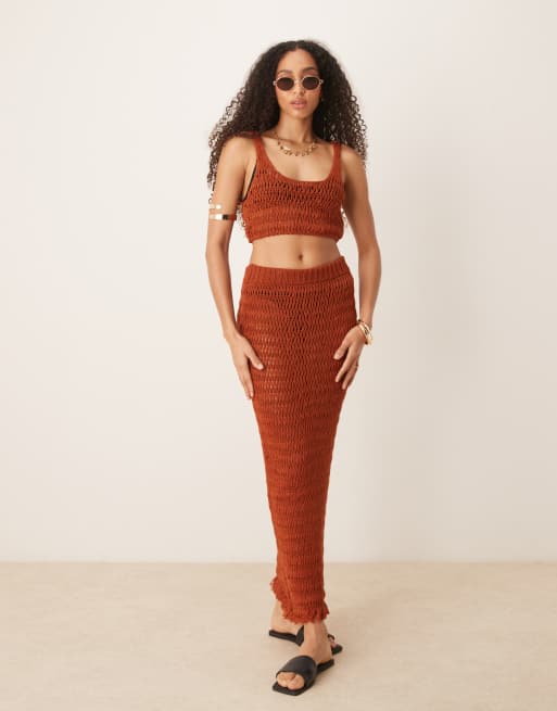 ASOS DESIGN - Coordinato da mare color ruggine lavorato a maglia