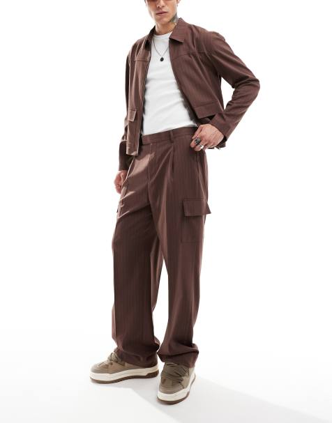 ASOS DESIGN - Coordinato elegante squadrato marrone gessato - view 1