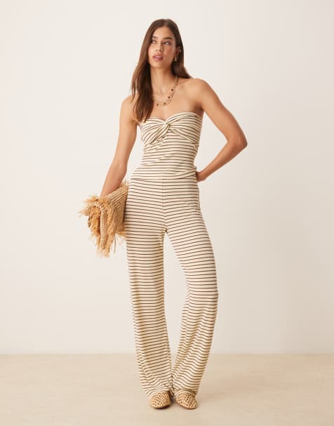 ASOS DESIGN - Coordinato giallo e color cioccolato a righe - view 1