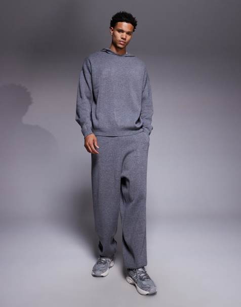ASOS DESIGN - Coordinato grigio con joggers e felpa oversize in maglia con cappuccio - view 1