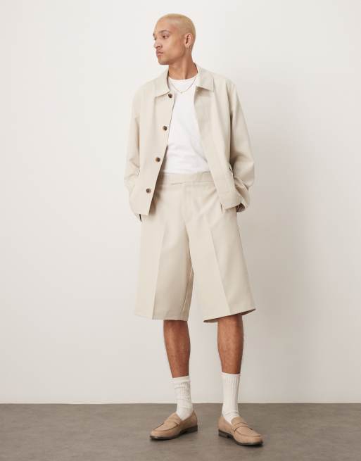 ASOS DESIGN - Coordinato harrington elegante in twill color pietra