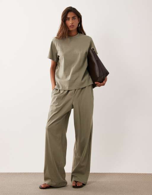 ASOS DESIGN - Coordinato in cotone color pietra