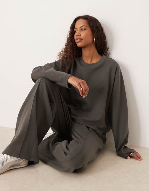 ASOS DESIGN - Coordinato in interlock color antracite