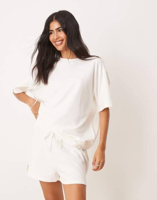 ASOS DESIGN - Coordinato in maglia testurizzata color crema