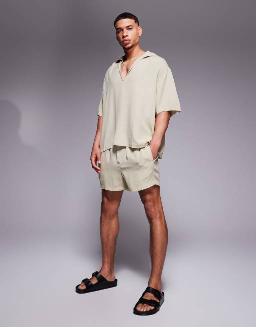 ASOS DESIGN - Coordinato in misto lino color cuoio