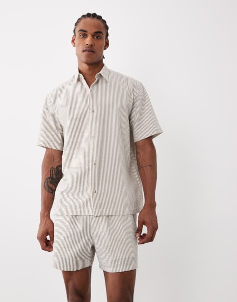 ASOS DESIGN - Coordinato in seersucker marrone a righe - view 1