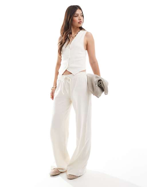 ASOS DESIGN - Coordinato in tessuto a nido d'ape color latte di cocco
