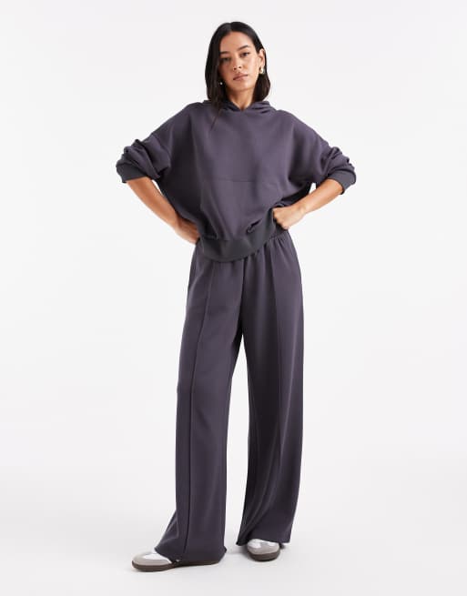 ASOS DESIGN - Coordinato in tessuto cupro morbido al tatto color grigio antracite