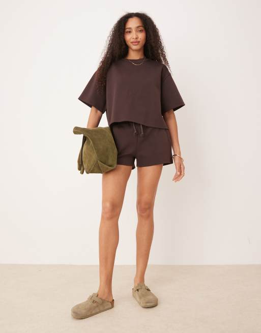 ASOS DESIGN - Coordinato in tessuto interlock color cioccolato
