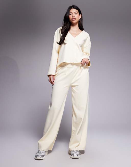 ASOS DESIGN - Coordinato in tessuto interlock color crema