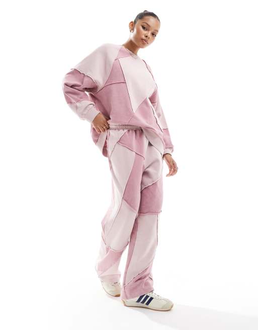 ASOS DESIGN - Coordinato lavaggio rosa con dettaglio patchwork