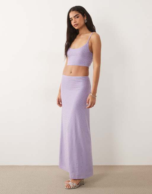 ASOS DESIGN - Coordinato lilla con decorazioni fissate a caldo