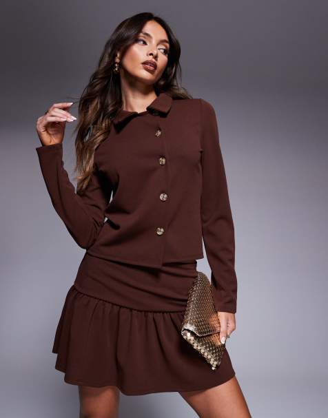 ASOS DESIGN - Coordinato marrone con top e gonna - view 1
