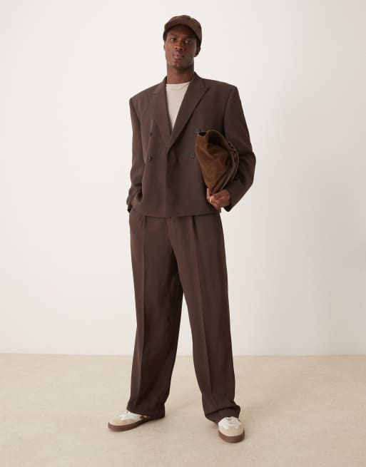 ASOS DESIGN - Coordinato marrone squadrato corto