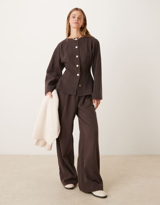 ASOS DESIGN - Coordinato morbido color cioccolato