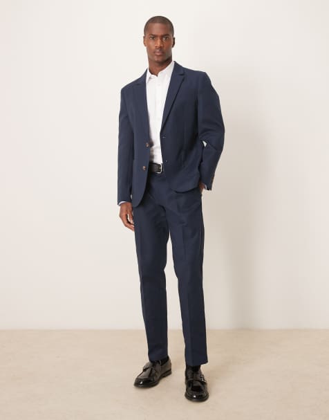 ASOS DESIGN - Coordinato slim in cotone morbido blu navy - view 1