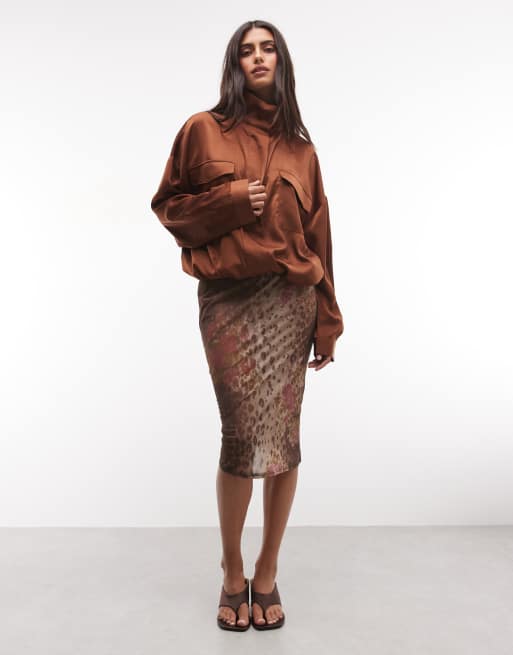 ASOS DESIGN coordinato windbreaker in raso color cioccolato, 2 di 4