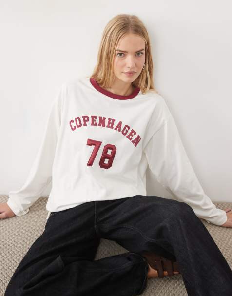 ASOS DESIGN Copenhagen '96 camiseta de manga larga en crudo - view 1