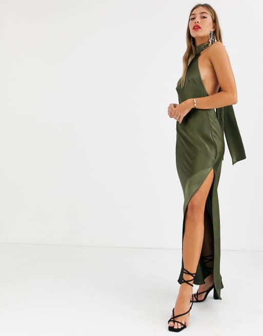 Satin choker outlet dress