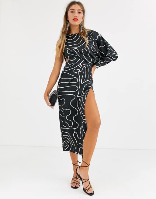 Asos black outlet and white dress