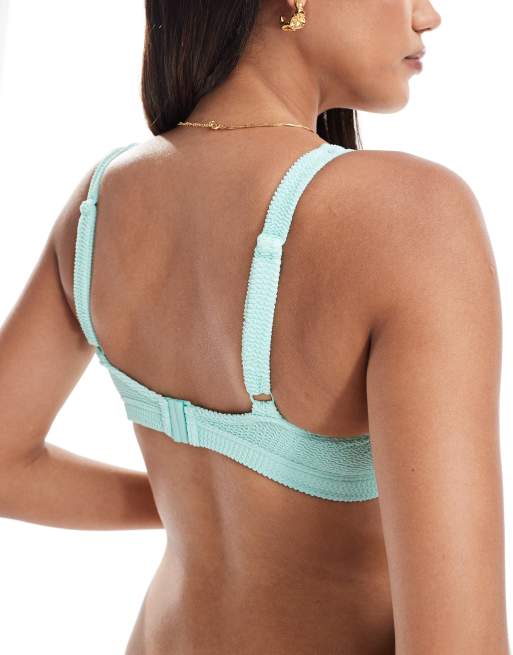ASOS DESIGN Coppe Grandi - Charlene - Top bikini color menta testurizzato ad apice alto, 3 di 4