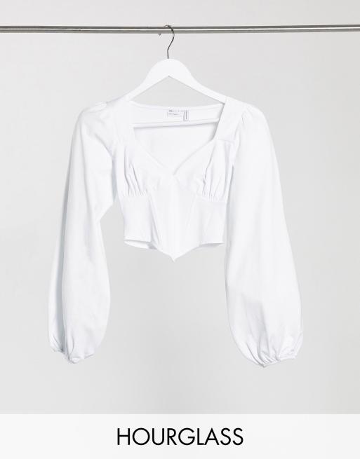 ASOS DESIGN Coppe Grandi - Corsetto a maniche lunghe bianco