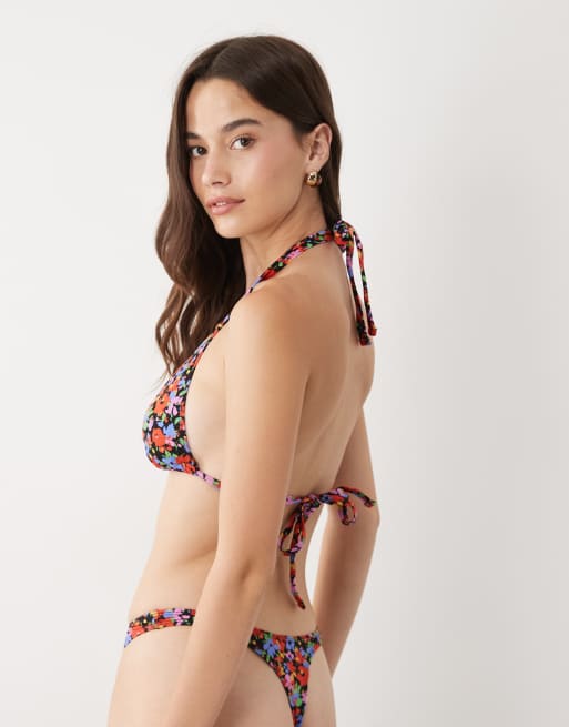ASOS DESIGN Coppe Grandi - Jasmine - Top bikini a triangolo con stampa a fiori, 3 di 4