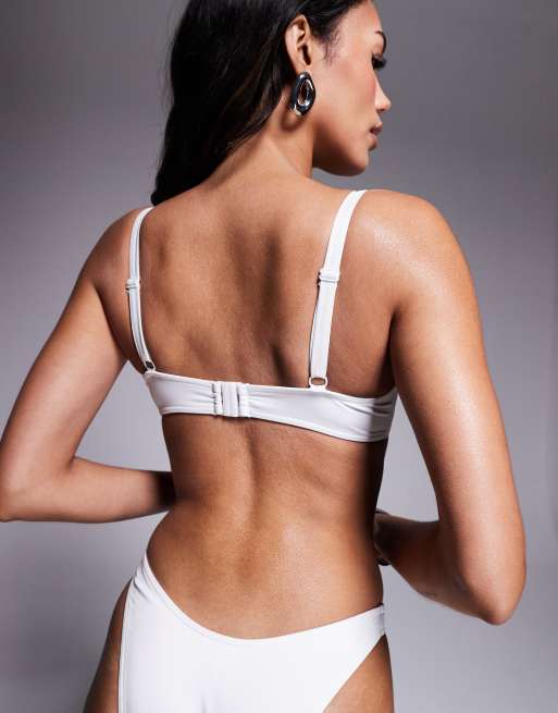 ASOS DESIGN Coppe Grandi - Maya - Mix and Match - Top bikini con ferretto sul davanti bianco, 4 di 4