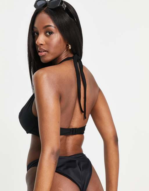 ASOS DESIGN Coppe Grandi - Mix and Match - Top bikini con ferretto a V allacciato al collo  , 3 di 4