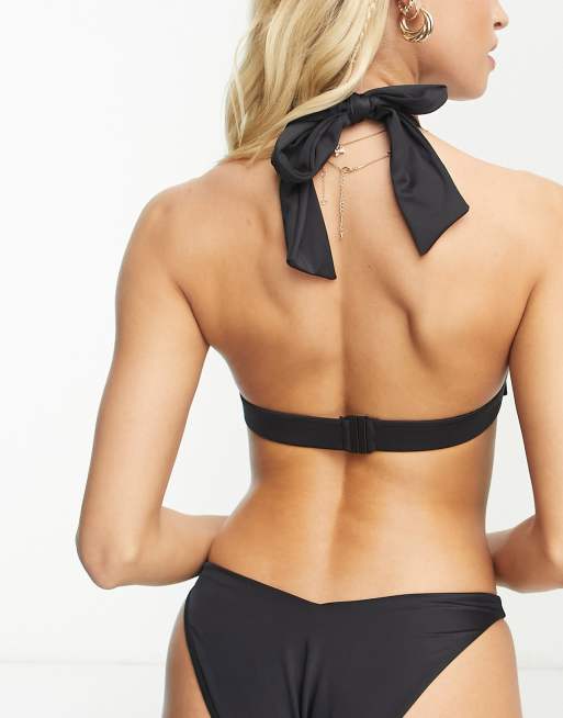 ASOS DESIGN Coppe Grandi - Mix and Match - Top bikini nero sostenitivo sagomato , 4 di 4