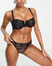 Curvy Kate - Lifestyle - Reggiseno scollo profondo coppe grandi in rete  trasparente nera-Nero 