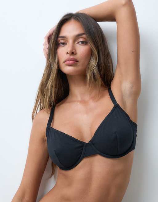 ASOS DESIGN Coppe Grandi reggiseno con ferretto in cotone nero, 4 di 5