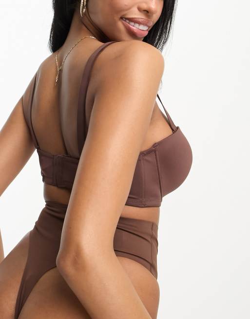 ASOS DESIGN Coppe Grandi - Reggiseno multiposizione preformato marrone con ferretto, 2 di 4