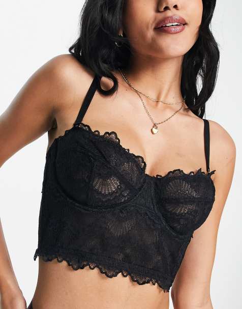 ASOS DESIGN Coppe Grandi - Rosie - Corsetto senza spalline in pizzo nero - view 1