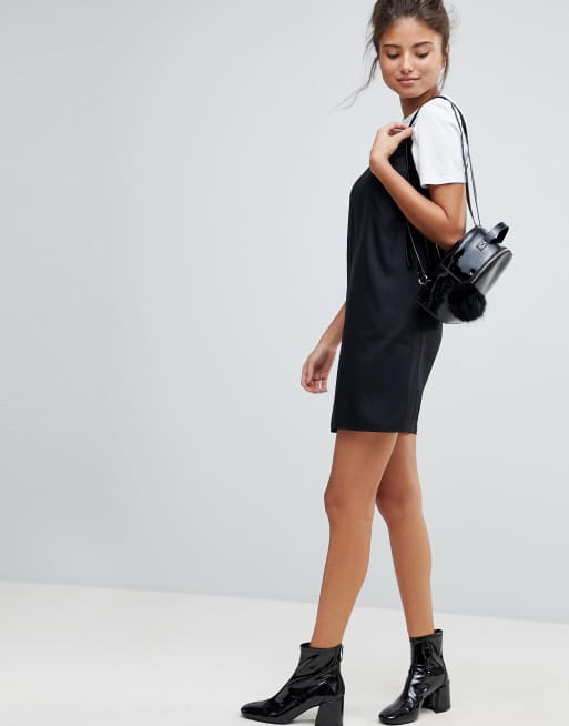 ASOS DESIGN Coppe Grandi - Vestito corto stile sottoveste nero con spalline sottili, 4 di 4